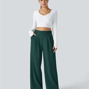 HALARA Flex High Waisted Pocket Wide Leg Waffle Work Pants